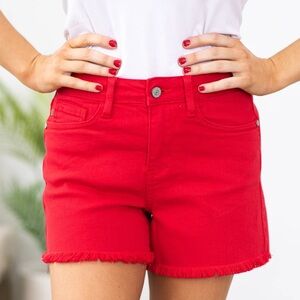 Judy Blue Vibrant Red Jean Shorts